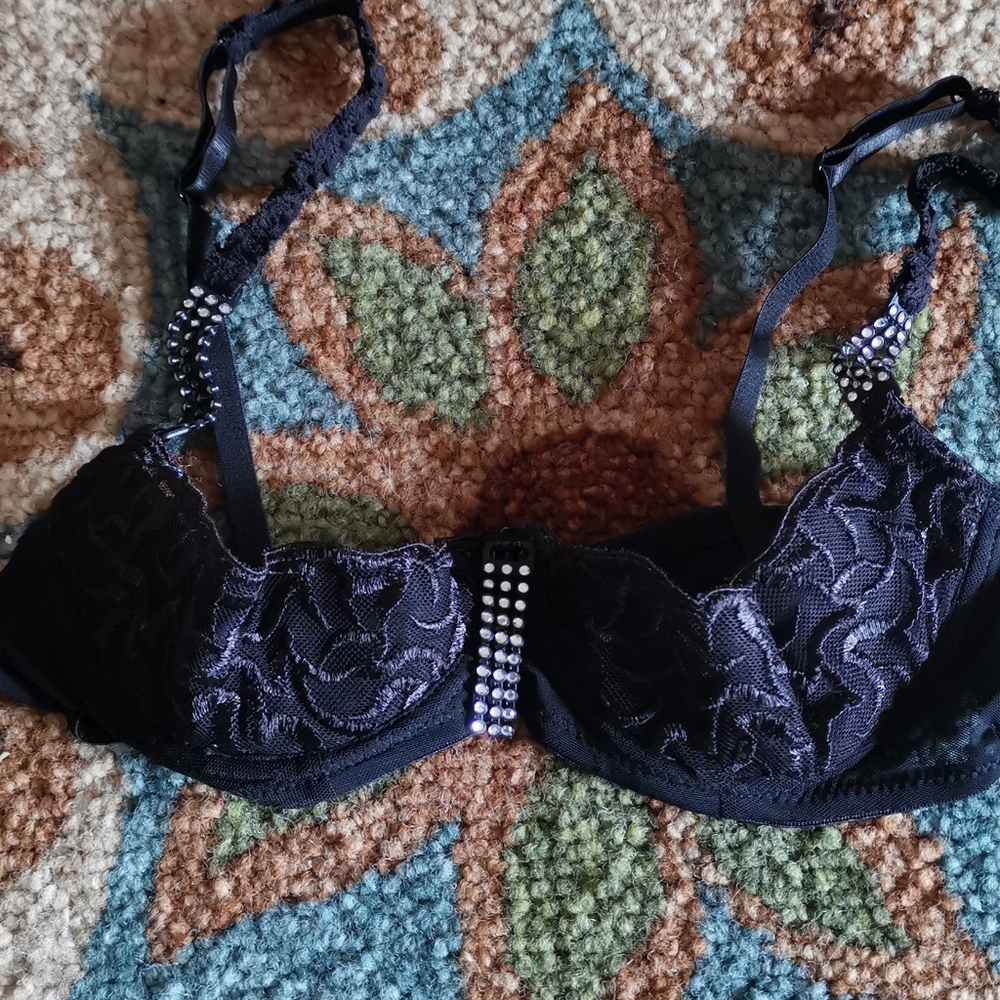 Rene Rofe Black Lace Half Coverage Bra